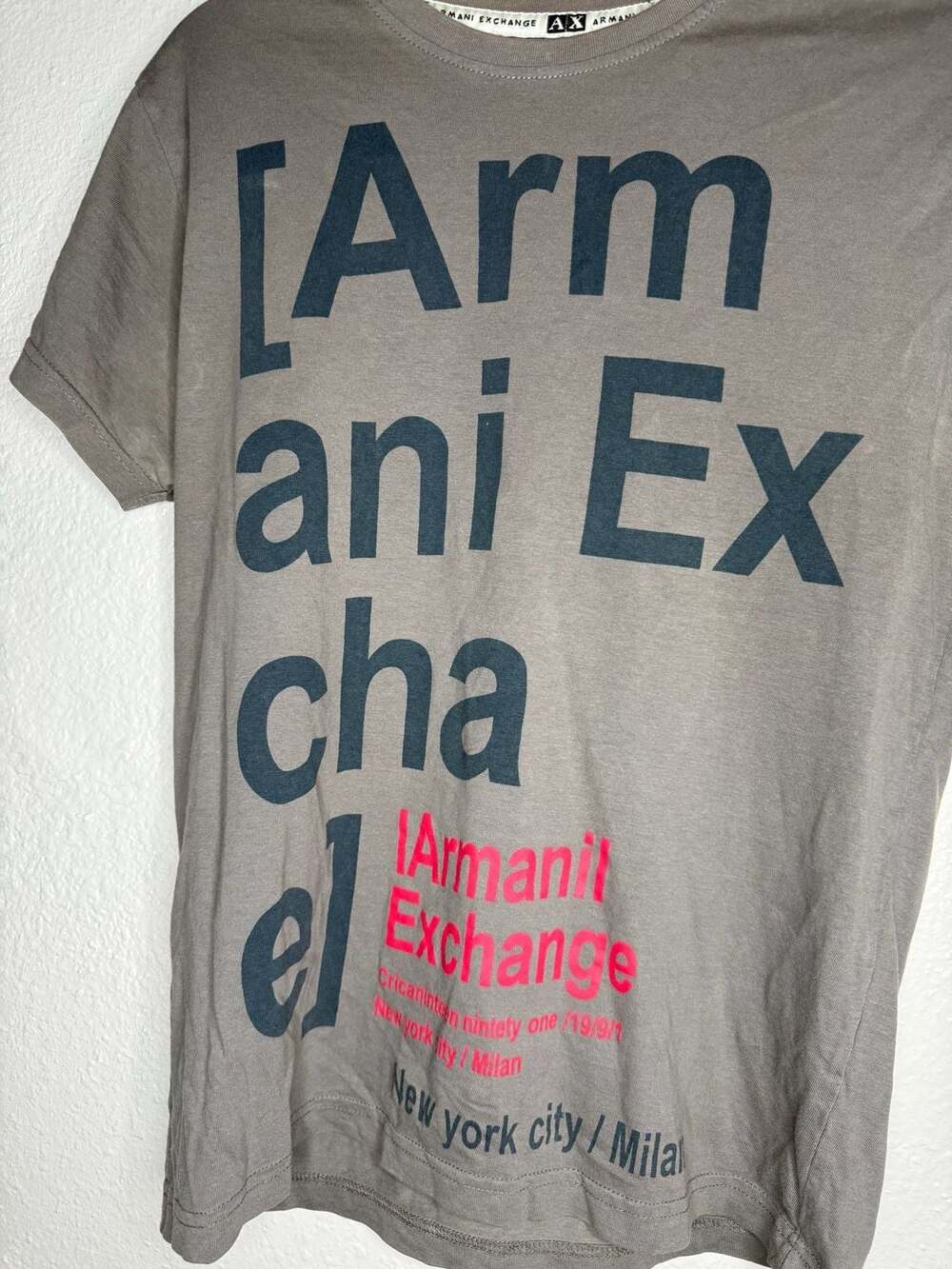 Armani Exchange Grey Cotton NYC Print T-Shirt
